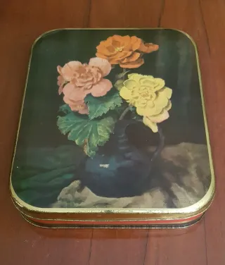 Scatola di latta Heller Begonie anni '50