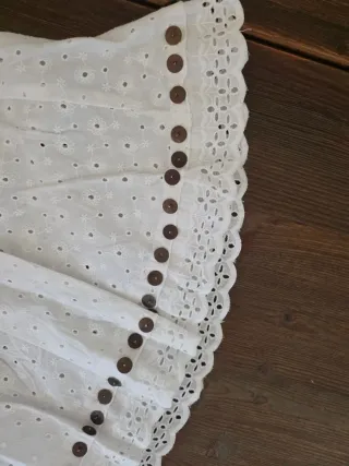 Top traforato peplo donna S M bianco con fiocco