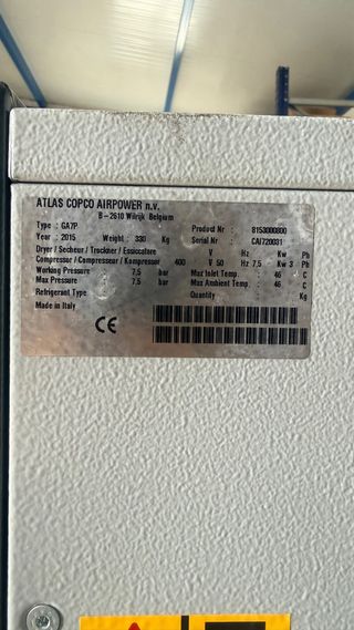 Compresor Atlas Copco GA7P 7,5kW como nuevo