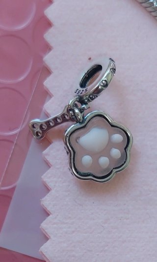 Charm Huella Perro Rosa Plata S925