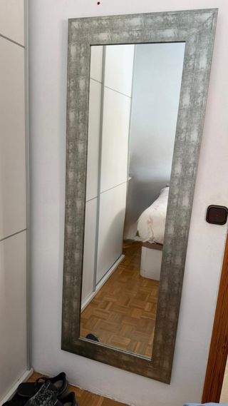 Espejo Rectangular Gris y Plateado