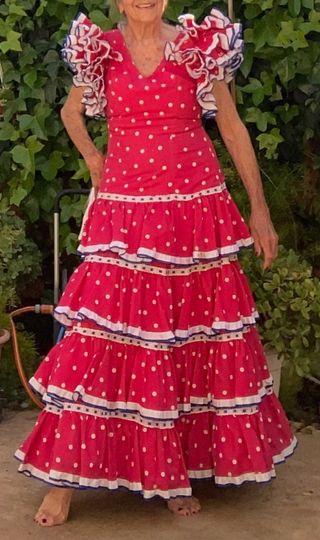 Traje de Sevillanas Mujer Talla 42-44 Rojo/azul