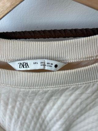 Sobrecamisa Zara Beige y Blanca Mujer