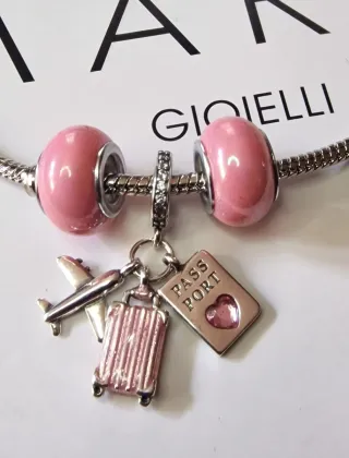 Charm Trolley Rosa con Brillanti Gioielli