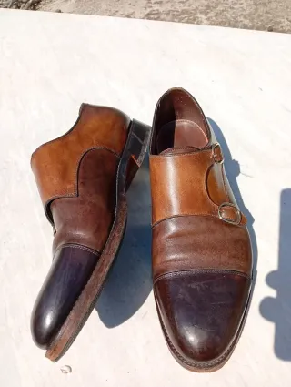 Mocassini Doppia Fibbia Santoni Pelle Marrone Nero