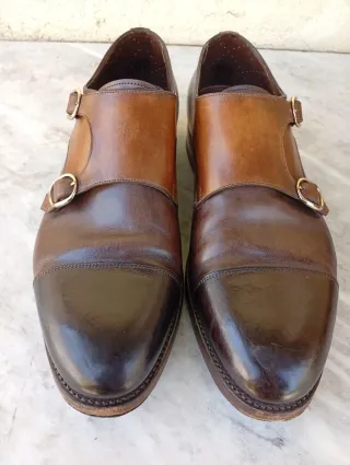 Mocassini Doppia Fibbia Santoni Pelle Marrone Nero