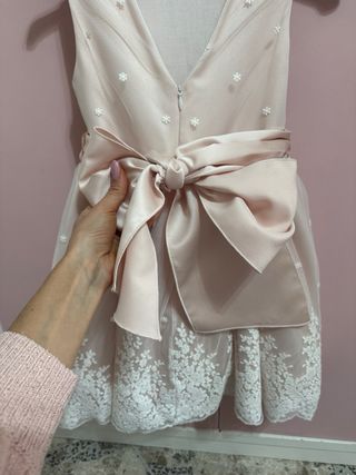 Vestito bambina cerimonia rosa cipria