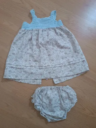 Vestido y braguita niña floral crochet