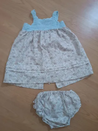 Vestido y braguita niña floral crochet