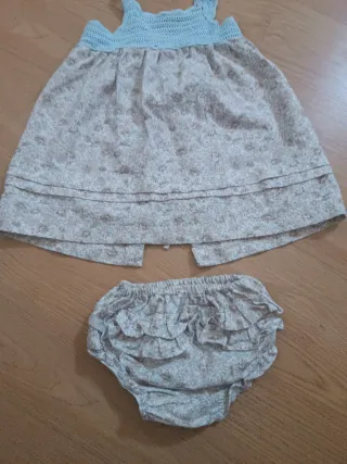 Vestido y braguita niña floral crochet