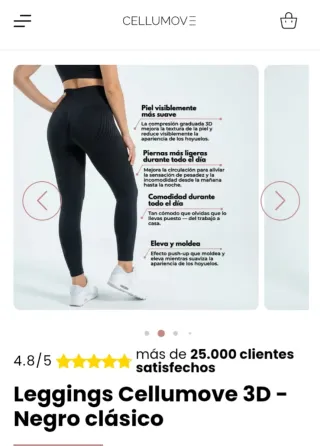 2 Leggings Cellumove 3D Negro Talla S Nuevos