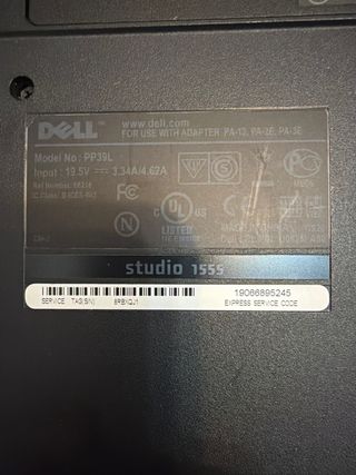 Portátil Dell Studio para piezas