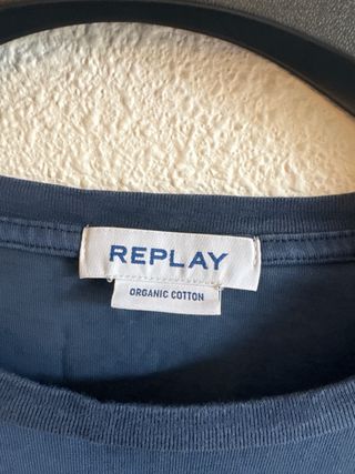 Camiseta Replay Azul Estampada