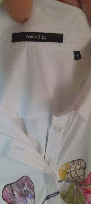 Camisa blanca pintada a mano - Única- manga larga