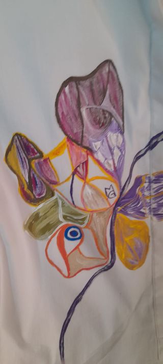 Camisa blanca pintada a mano - Única- manga larga