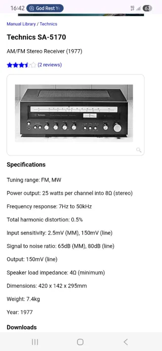Technics SA-5170 Receiver.
