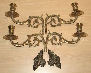 Par candelabros dobles piano Francia XIX L. Pinet