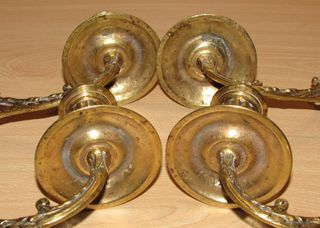 Par candelabros dobles piano Francia XIX L. Pinet