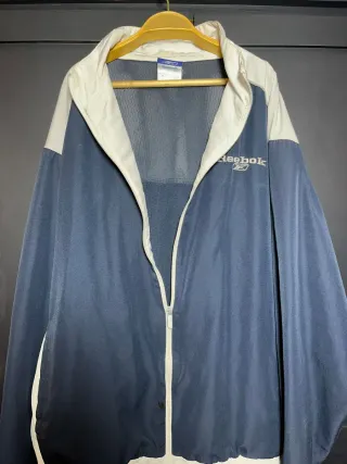 Cortavientos Reebok Azul y Blanco