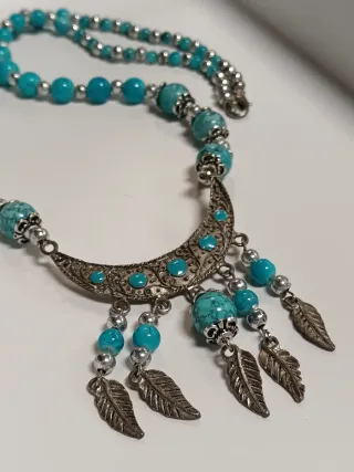 Collana etnica argento e turchese