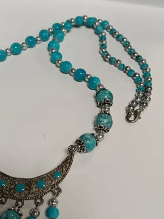 Collana etnica argento e turchese