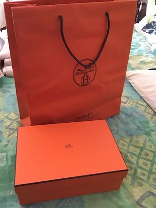 Busta shopping + scatola Hermes arancione