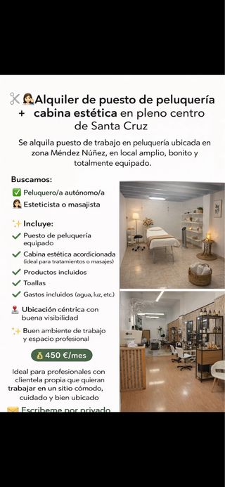 Alquiler puesto de peluqueria , estetica