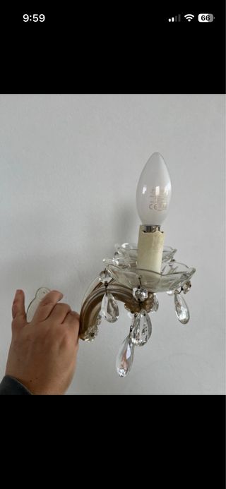 Coppia Applique Vetro e Metallo Lamparas de pared