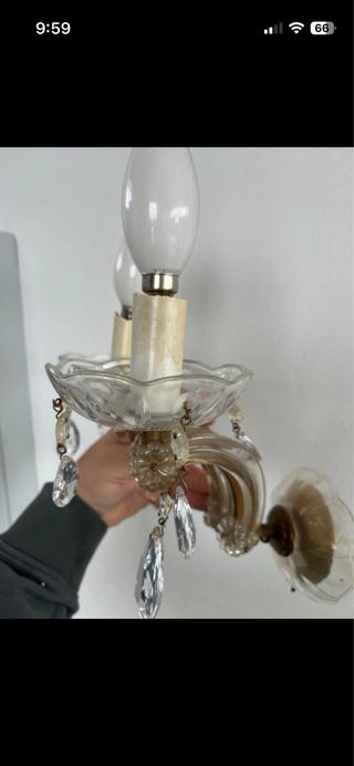 Coppia Applique Vetro e Metallo Lamparas de pared