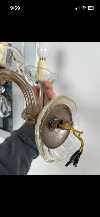 Coppia Applique Vetro e Metallo Lamparas de pared