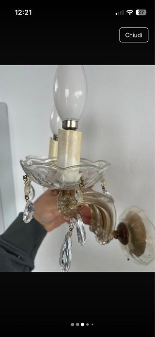 Coppia Applique Vetro e Metallo Lamparas de pared