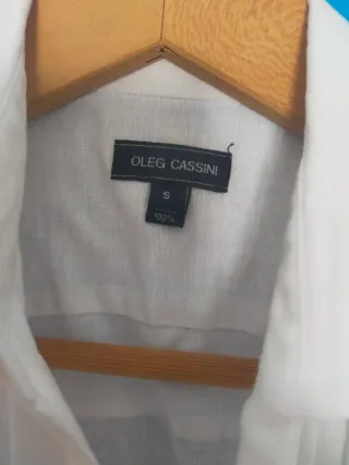 Guayabera Oleg Cassini Lino Blanca Talla S
