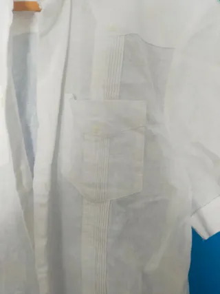 Guayabera Oleg Cassini Lino Blanca Talla S