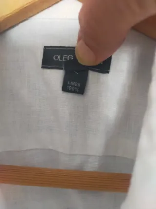 Guayabera Oleg Cassini Lino Blanca Talla S