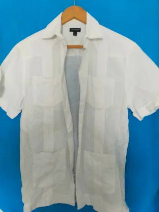 Guayabera Oleg Cassini Lino Blanca Talla S