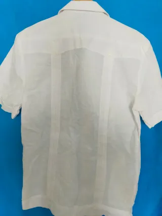 Guayabera Oleg Cassini Lino Blanca Talla S