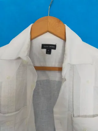 Guayabera Oleg Cassini Lino Blanca Talla S