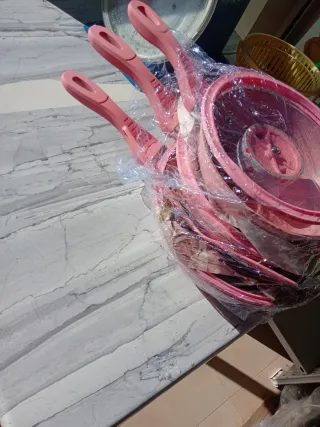Set7 Pezzi Padelle Antiaderenti Rosa Induzione/gas