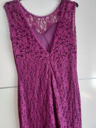 Vestido largo morado encaje mujer