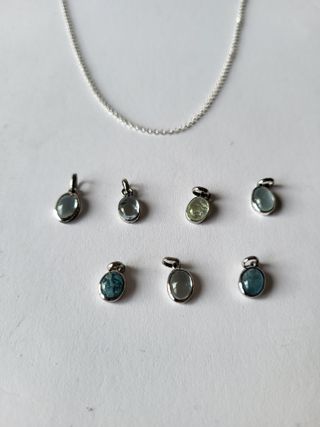 Colgante Aguamarina Natural con Cadena Plata 925