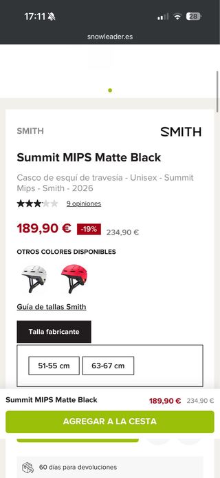Casco Smith Summit Talla M