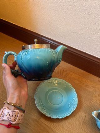Juego de té azul degradado