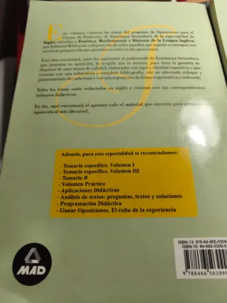 Temario Específico de Inglés Temario de la Prue...