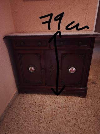 Mueble antiguo madera y mármol