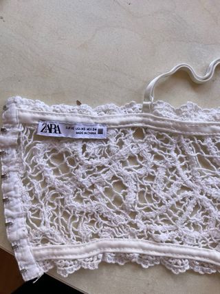 Top Zara pizzo bianco taglia XS