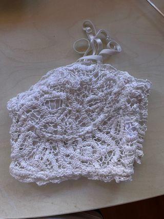 Top Zara pizzo bianco taglia XS