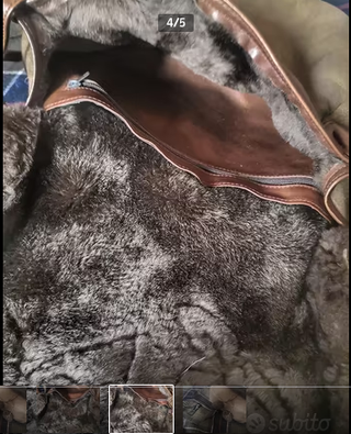 Borsa in montone vintage con foglie