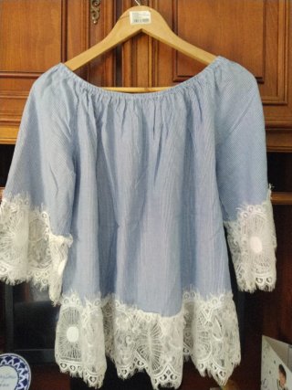 Blusa Folt Gallana Talla Única Rayas Encaje .
