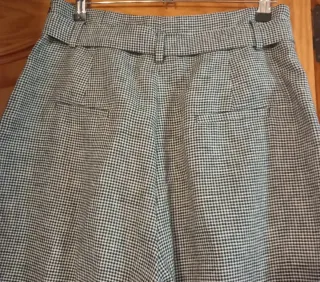 ZARA.Pantalón de vestirmujer gris y blanco