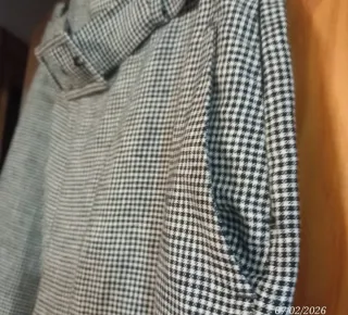 ZARA.Pantalón de vestirmujer gris y blanco